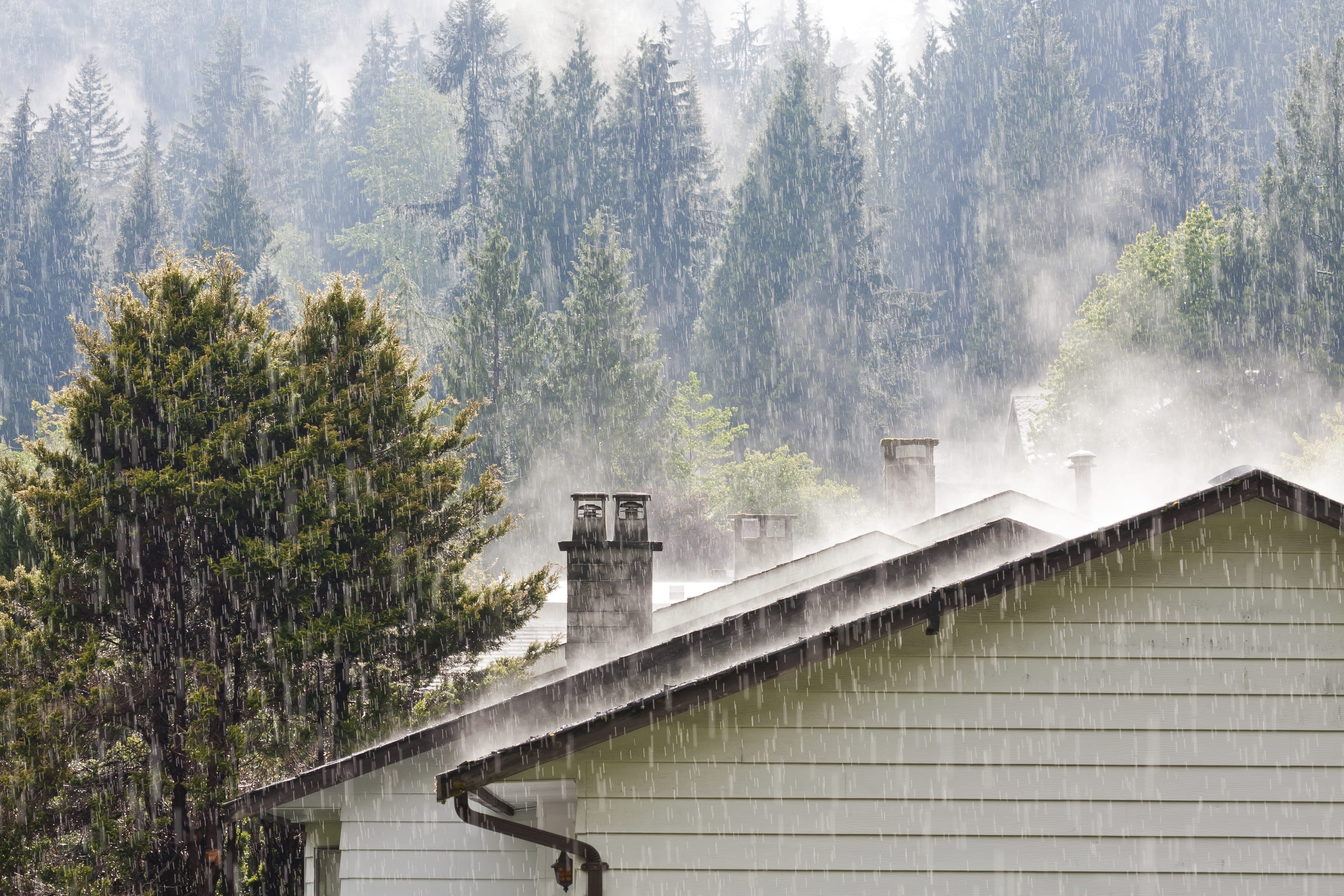 Heavy Rain Hitting Roof | Piedmont Roofing