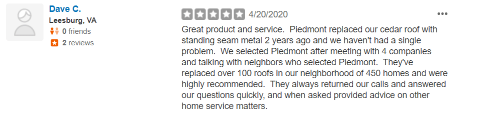 Review - Piedmont Roofing