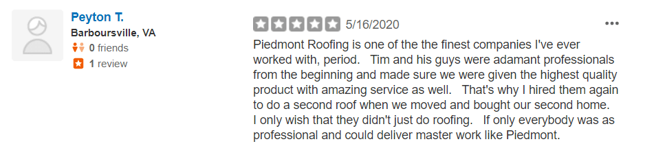 Peyton T Review - Piedmont Roofing